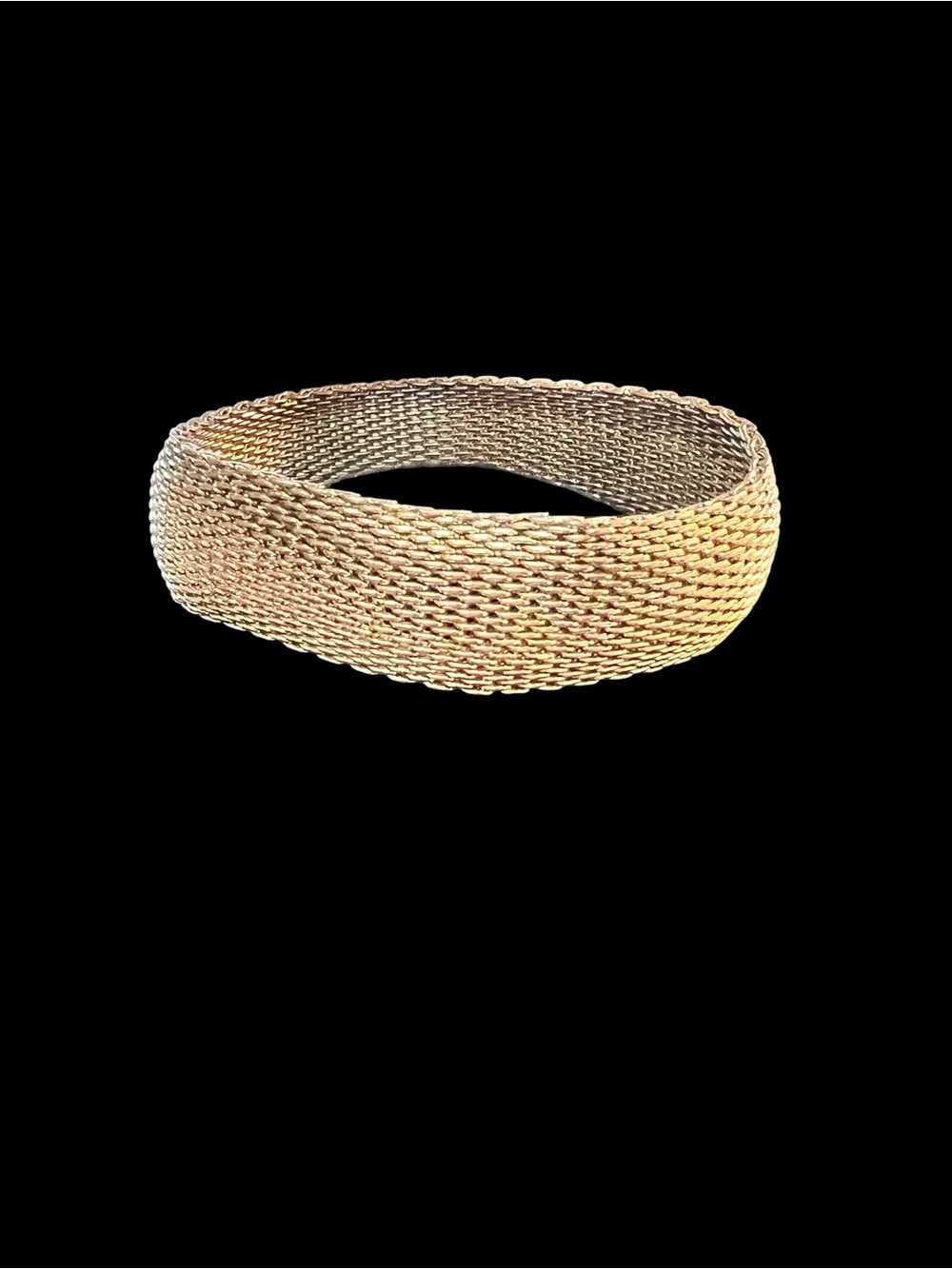 Wide Woven Gold-Tone Mesh Bracelet